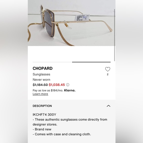 New! 👑CHOPARD ICE CUBE Sunglasses SCHF74 300F, Authentic - Picture 10 of 16